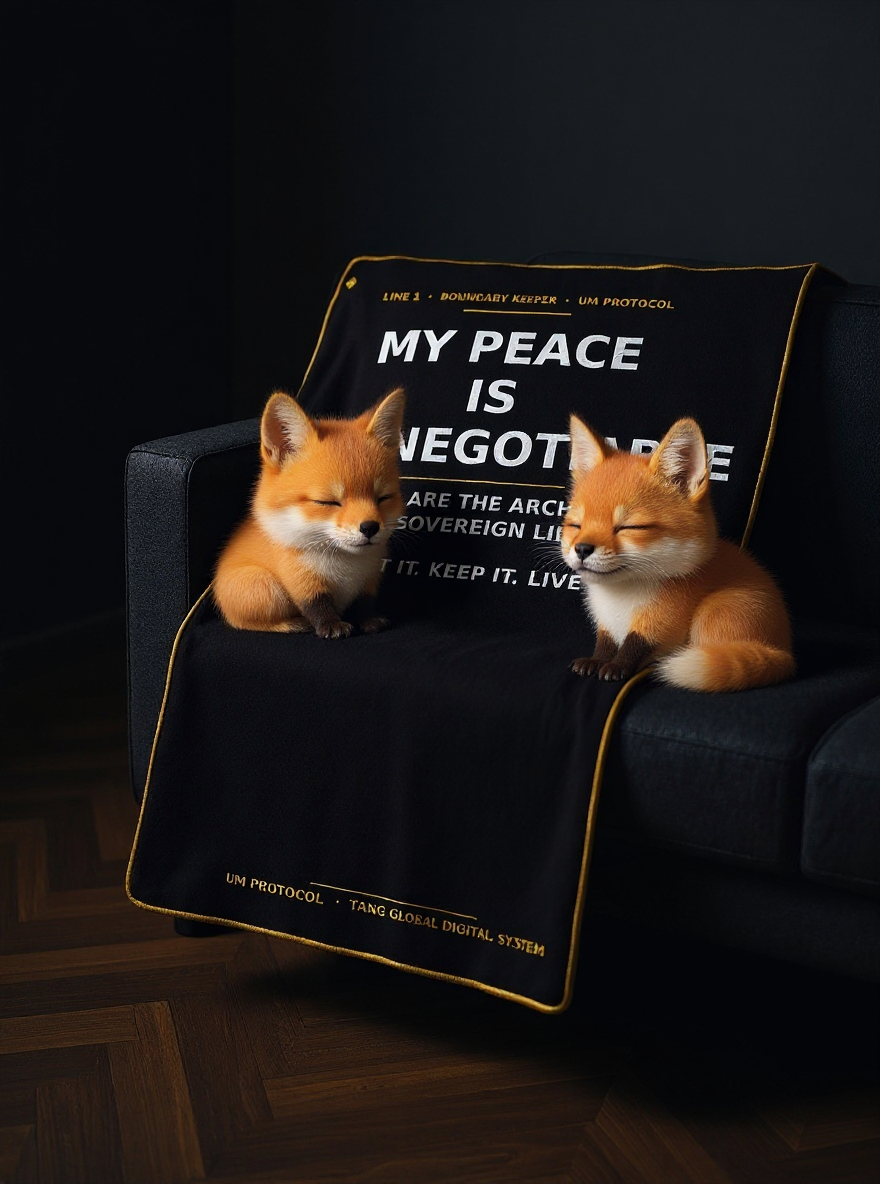 Boundary Keeper Fleece Blanket — tiny fox curled up on corner
